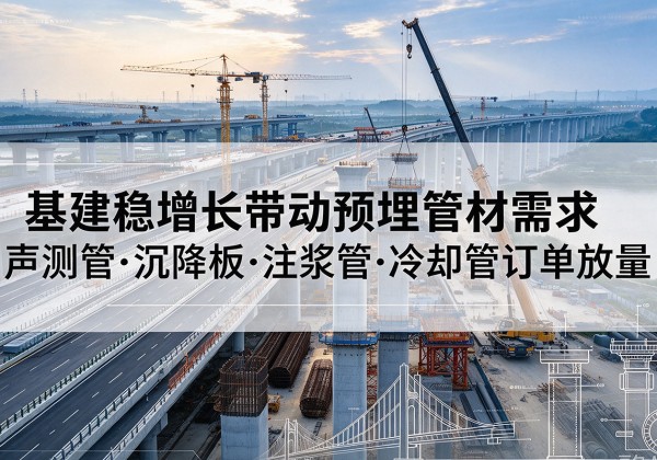 元江基建稳增长带动预埋监测管材需求，声测管、沉降板、注浆管订单持续放量